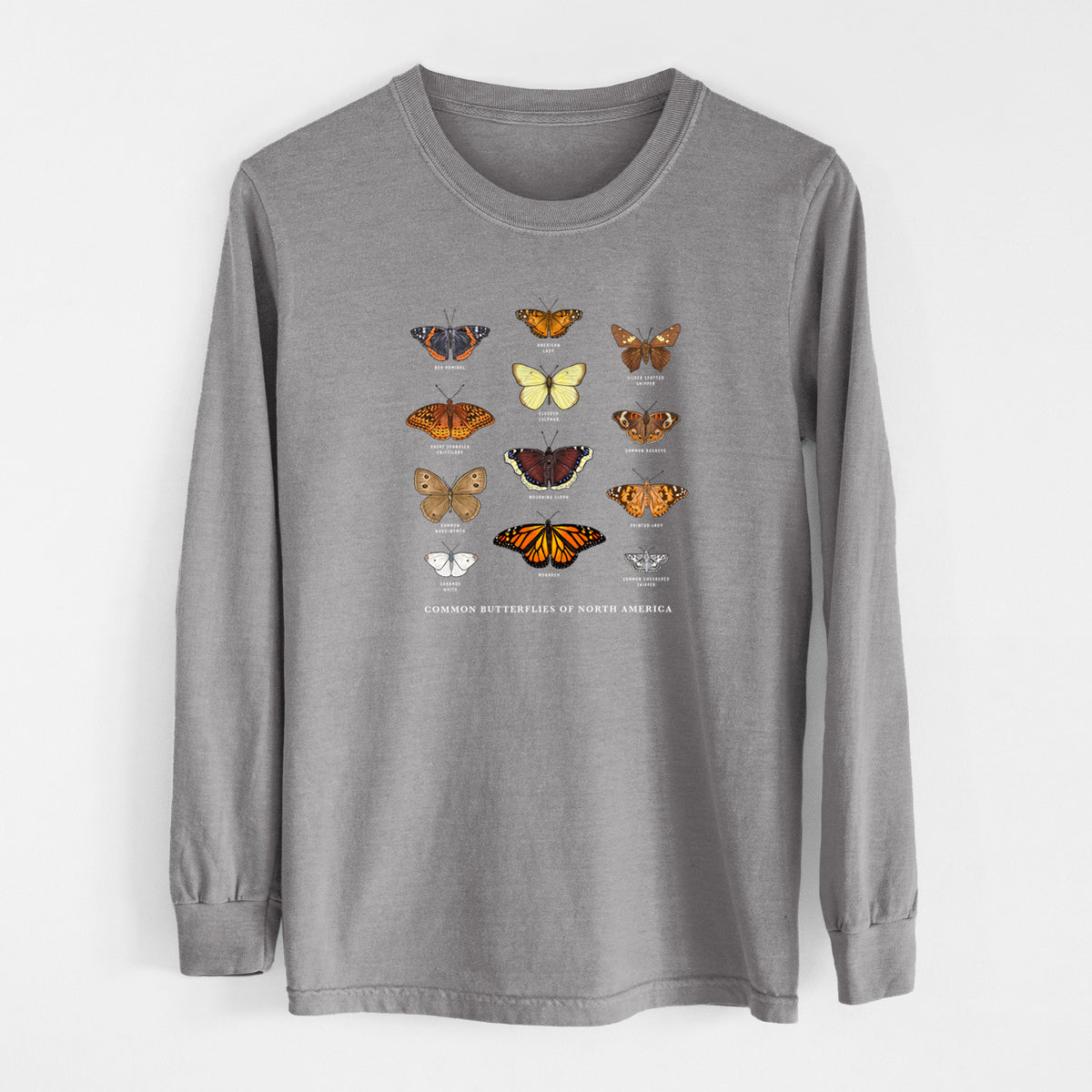 Common Butterflies of North America - Unisex Comfort Colors 100% Cotton Long Sleeve