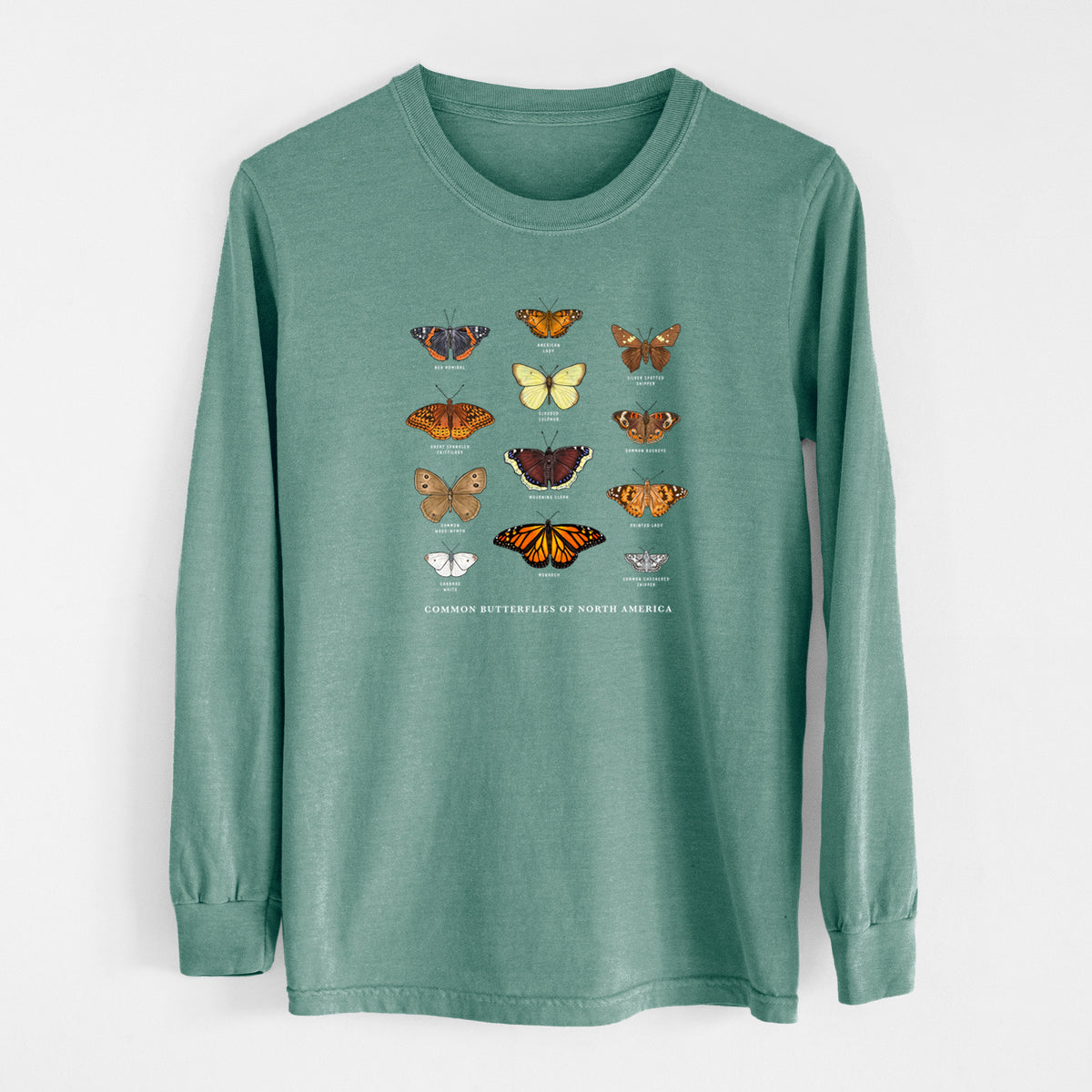 Common Butterflies of North America - Unisex Comfort Colors 100% Cotton Long Sleeve