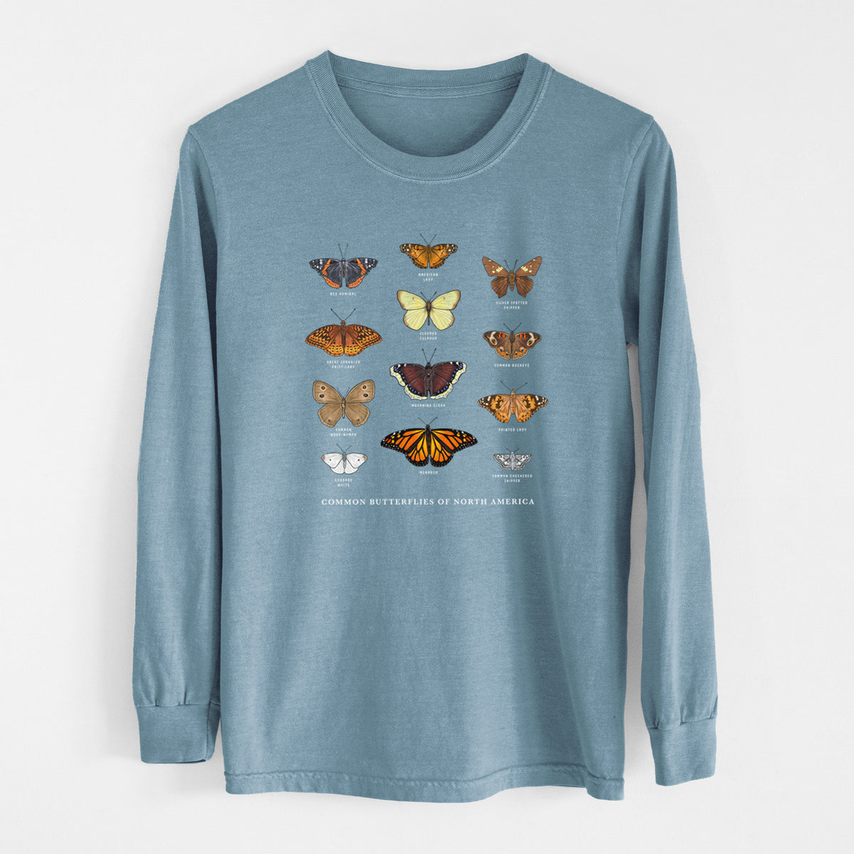 Common Butterflies of North America - Heavyweight 100% Cotton Long Sleeve