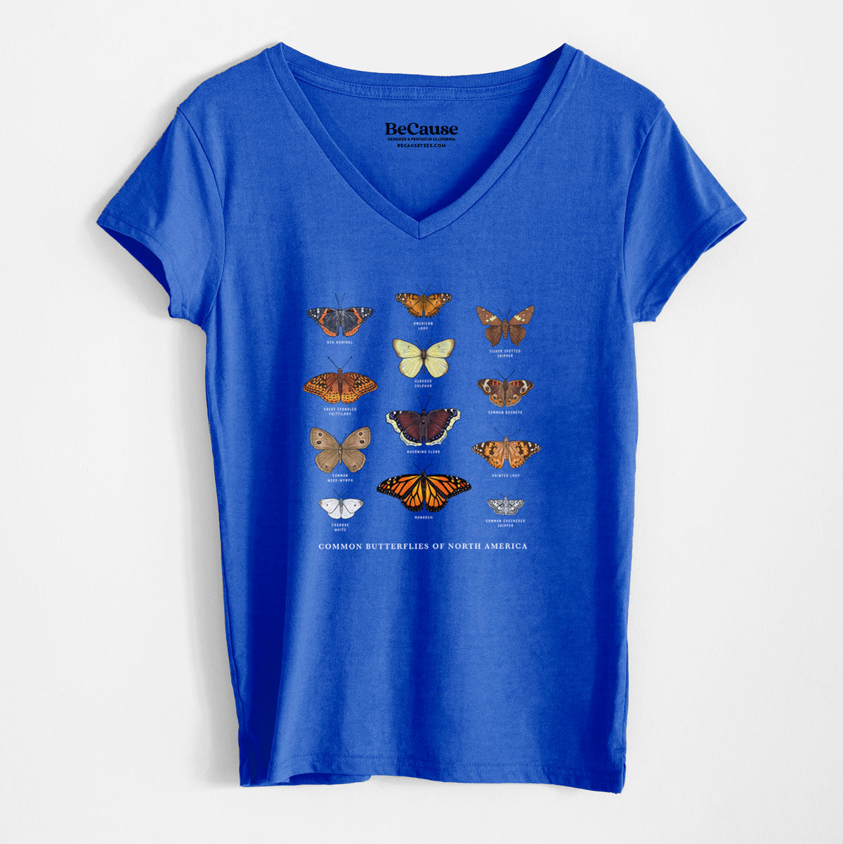 Common Butterflies of North America - Women&#39;s 100% Recycled V-neck