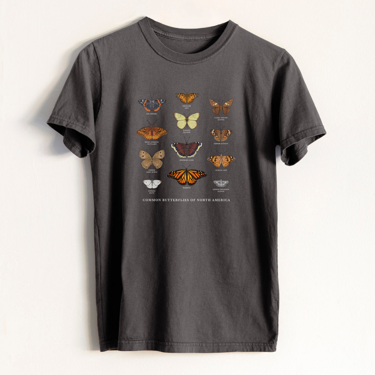 Common Butterflies of North America - Heavyweight Men&#39;s 100% Organic Cotton Tee