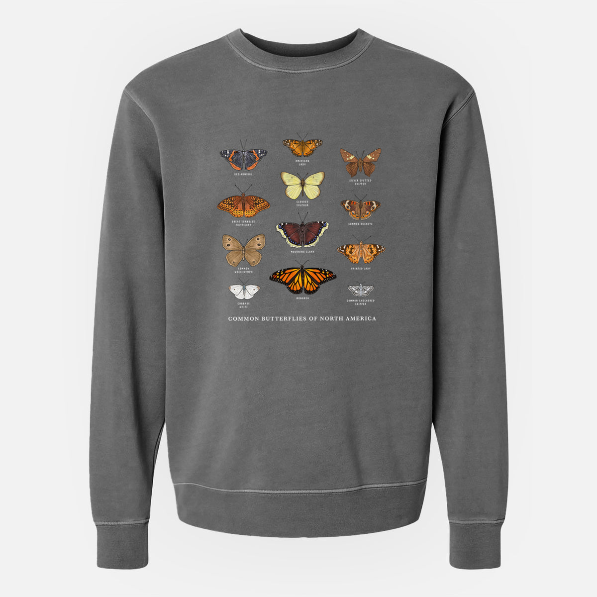 Common Butterflies of North America - Unisex Pigment Dyed Crew Sweatshirt