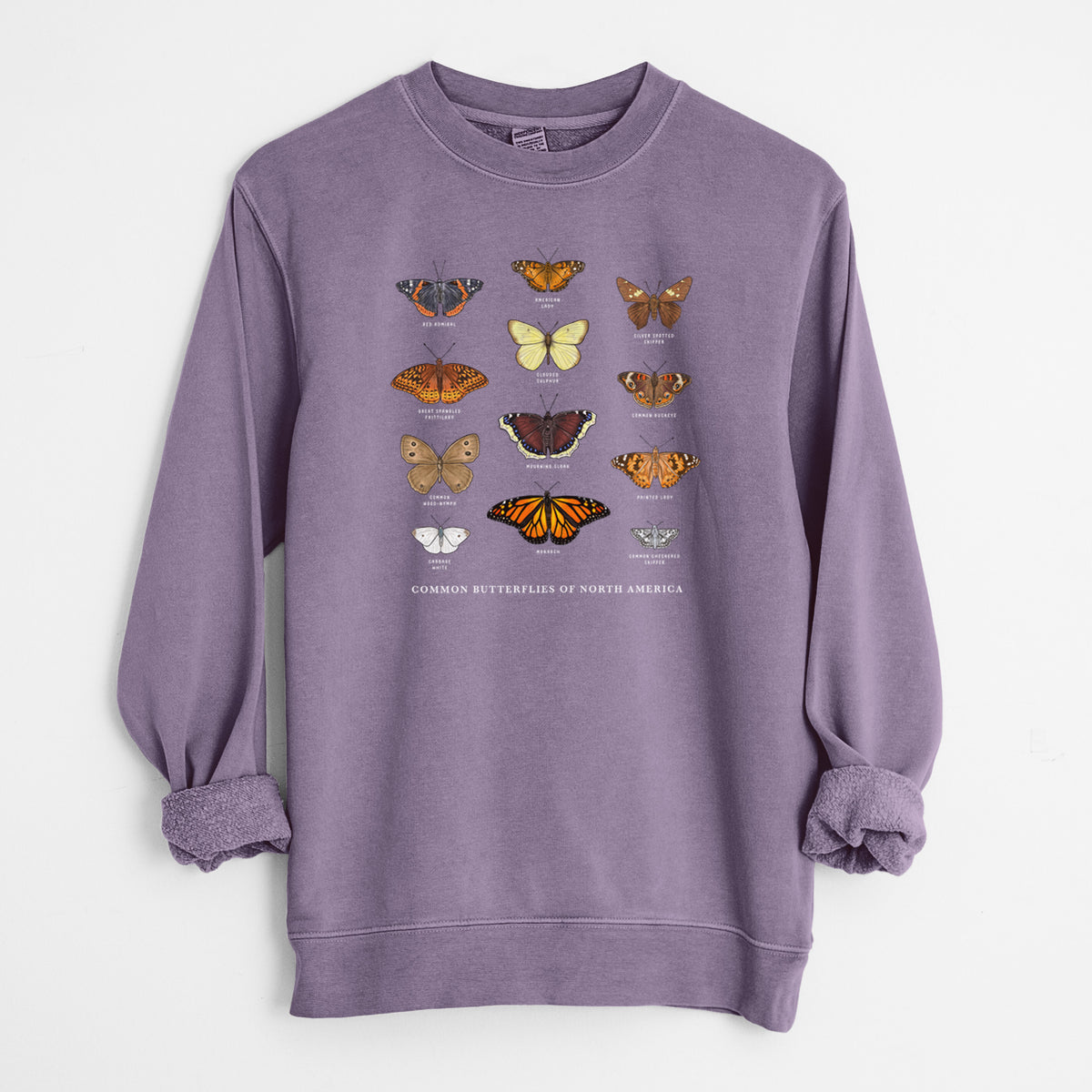 Common Butterflies of North America - Unisex Pigment Dyed Crew Sweatshirt