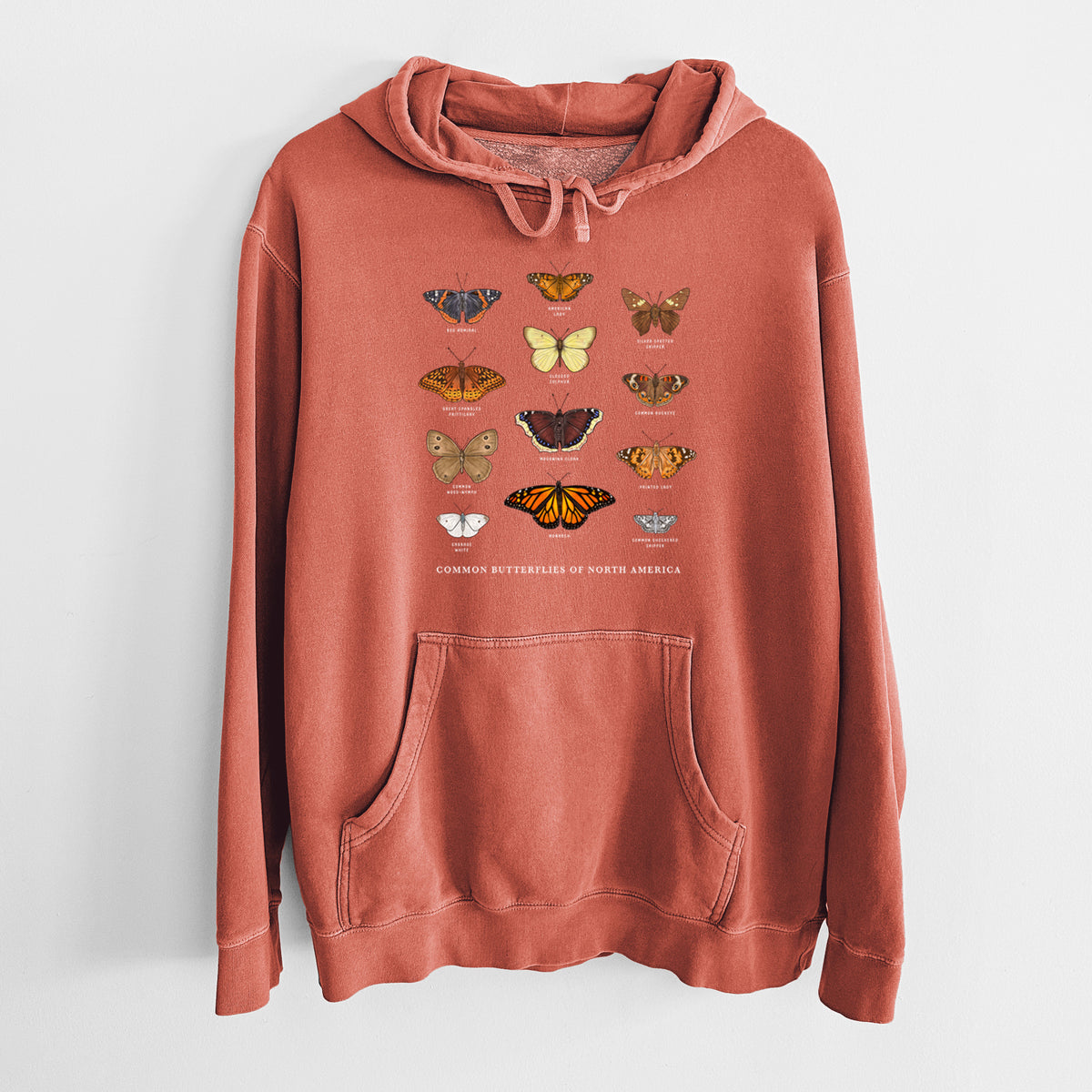 Common Butterflies of North America - Unisex Pigment Dyed Hoodie