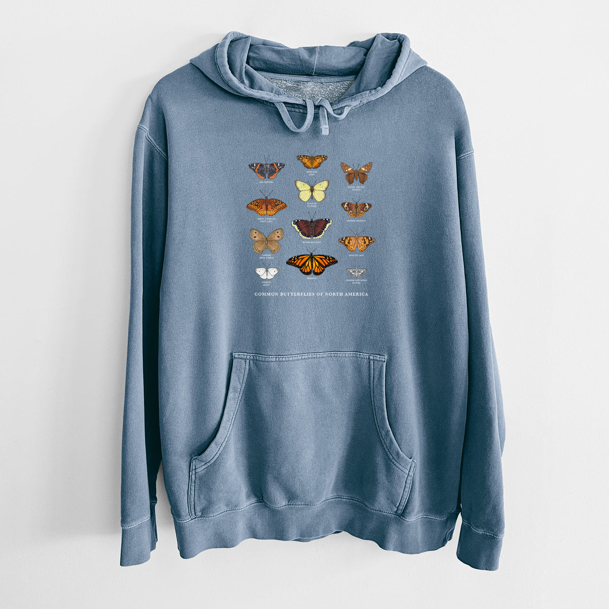 Common Butterflies of North America - Unisex Pigment Dyed Hoodie