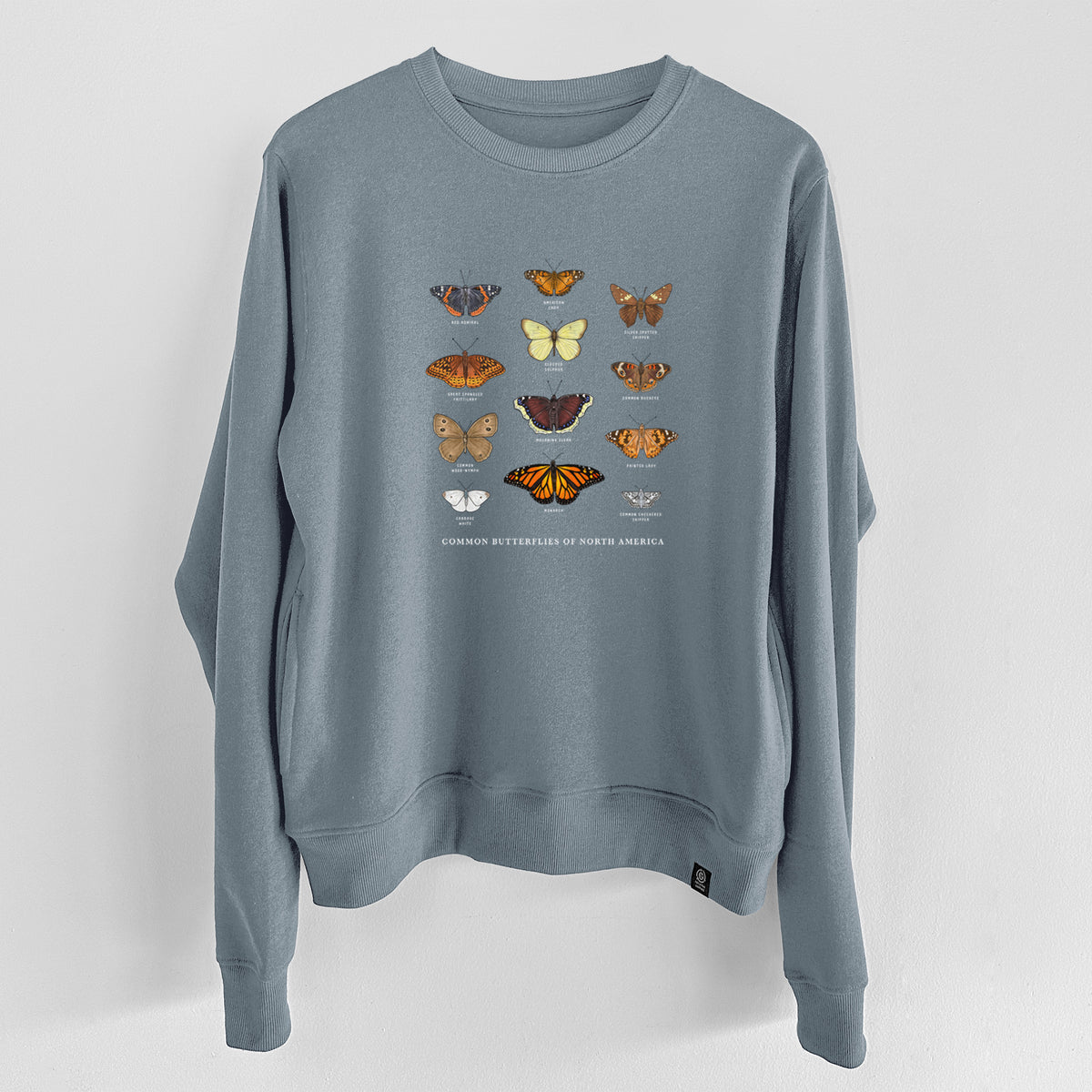 Common Butterflies of North America  - Unisex Reclaimed Crewneck Sweatshirt