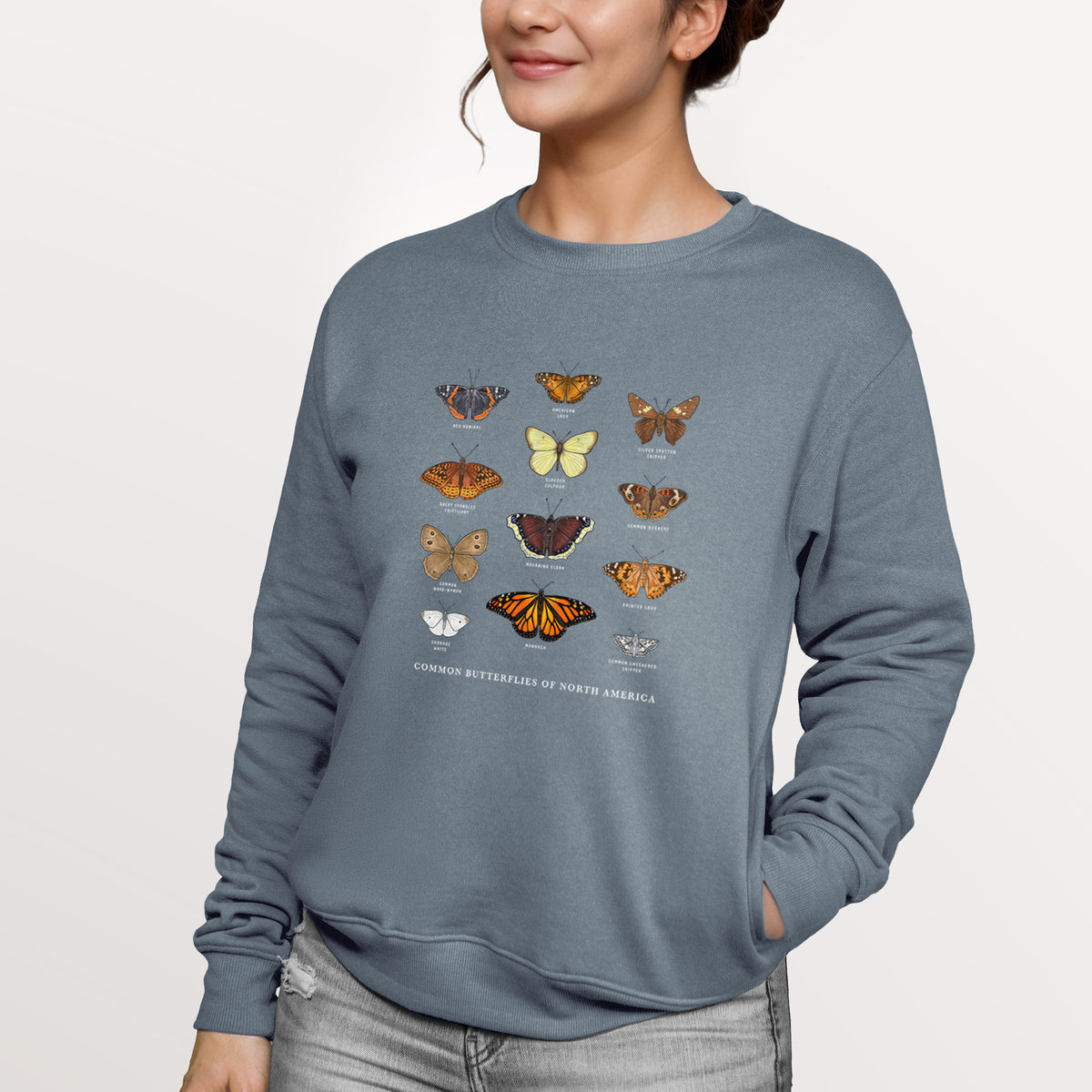 Common Butterflies of North America  - Unisex Reclaimed Crewneck Sweatshirt