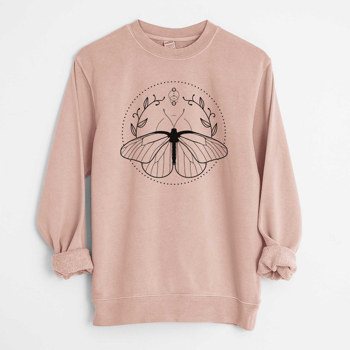 Aporia crataegi - Black Veined White Butterfly - Unisex Pigment Dyed Crew Sweatshirt