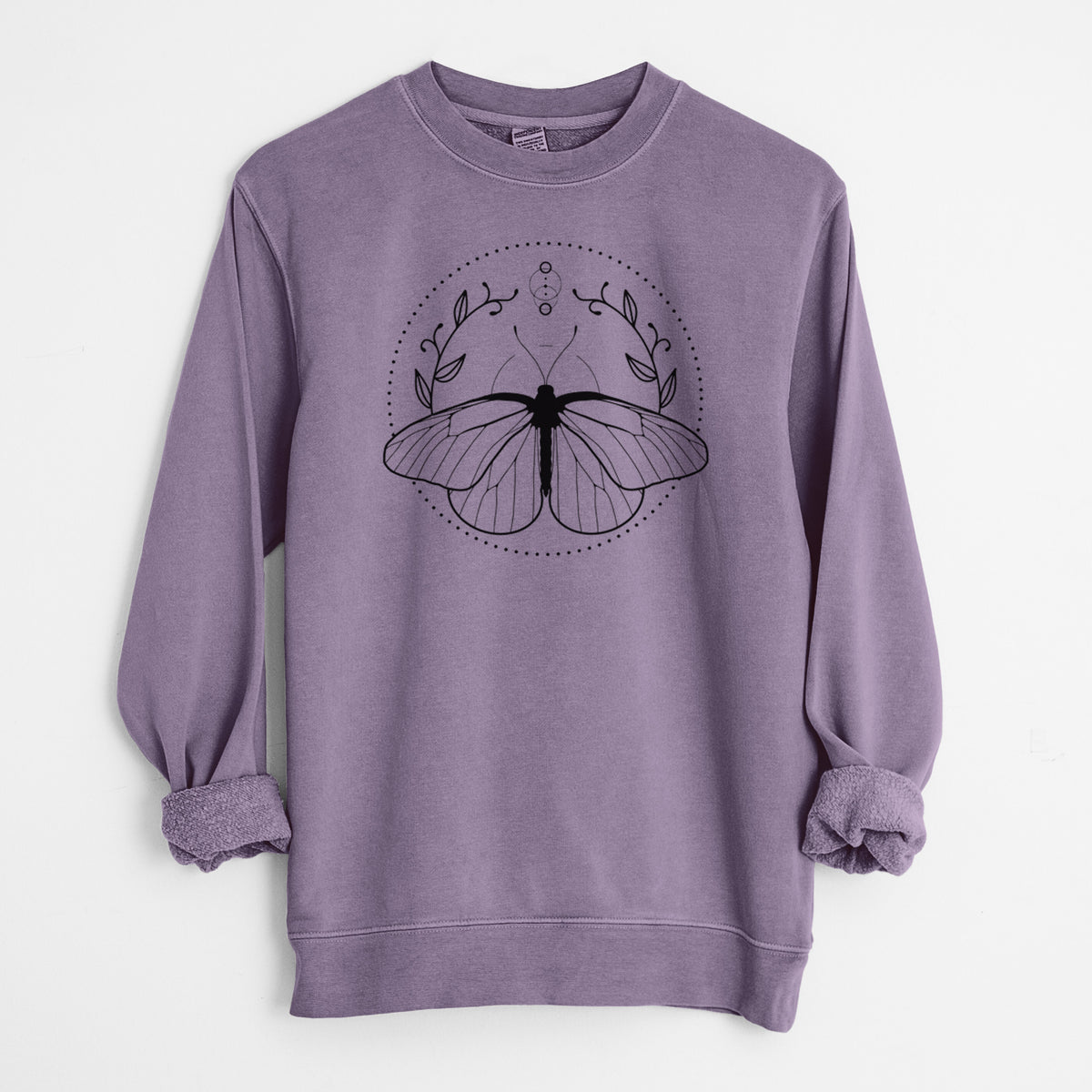 Aporia crataegi - Black Veined White Butterfly - Unisex Pigment Dyed Crew Sweatshirt