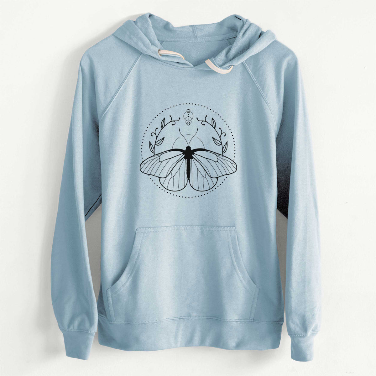 CLEARANCE - Aporia crataegi - Black Veined White Butterfly  - Unisex Slim Fit Loopback Terry Hoodie