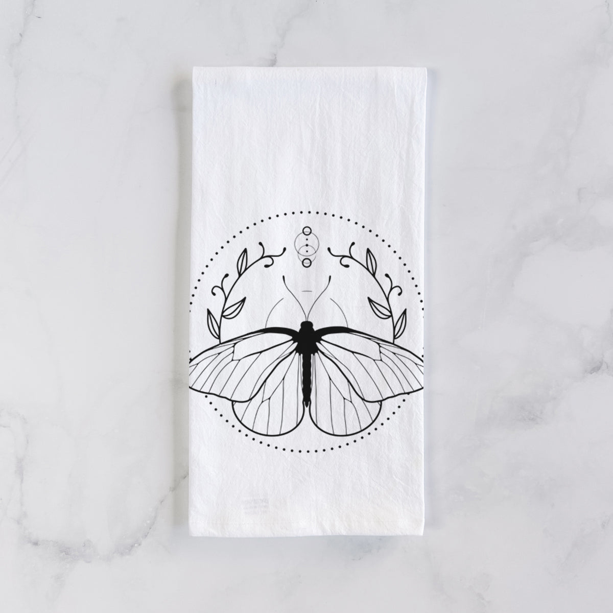 Aporia crataegi - Black Veined White Butterfly Tea Towel