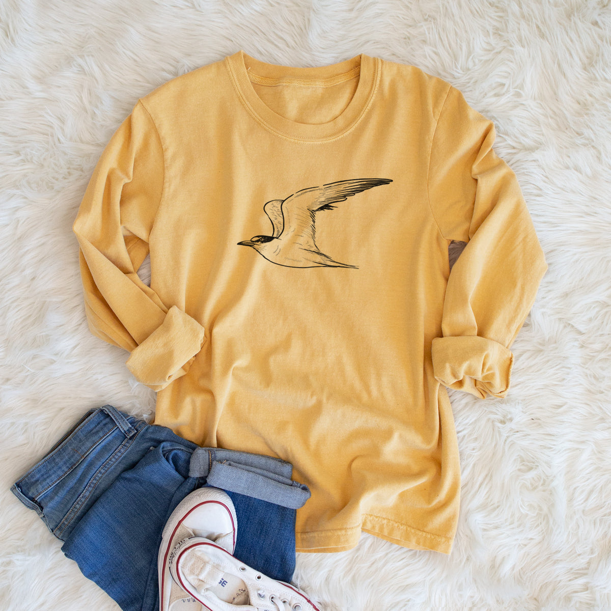 California Least Tern - Sterna antillarum browni - Men&#39;s Heavyweight 100% Cotton Long Sleeve