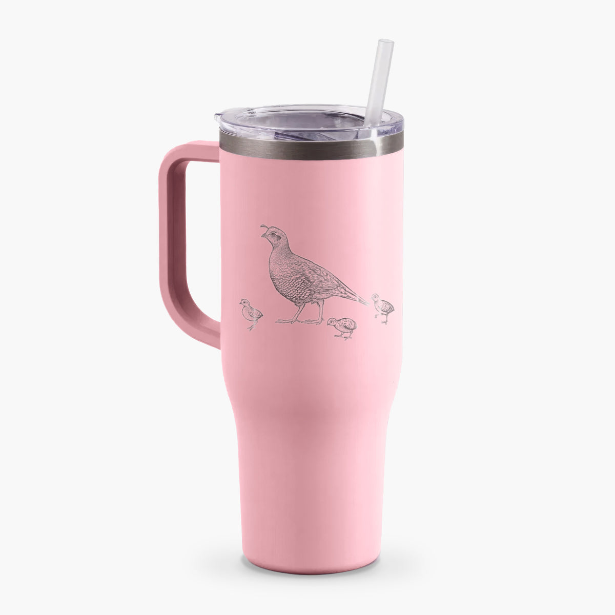 California Quail with Babies - Callipepla californica - 40oz Tumbler with Handle