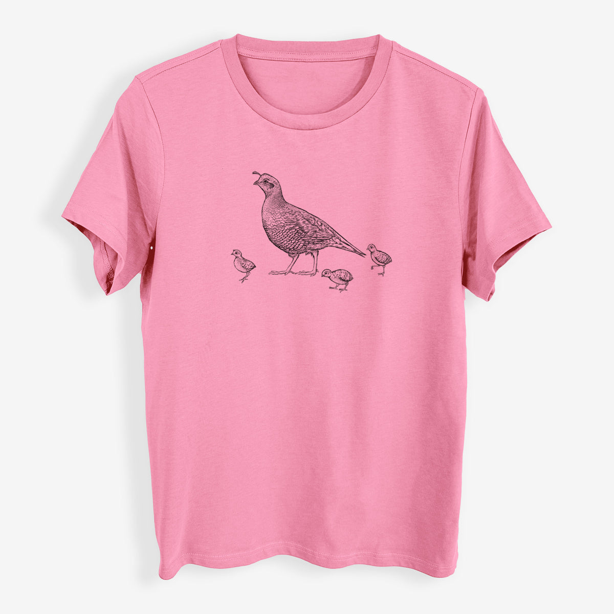 California Quail with Babies - Callipepla californica - Womens Everyday Maple Tee