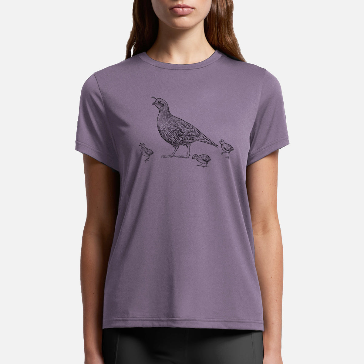 California Quail with Babies - Callipepla californica - Womens Everyday Maple Tee