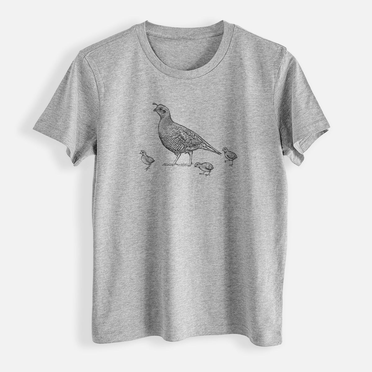 California Quail with Babies - Callipepla californica - Womens Everyday Maple Tee