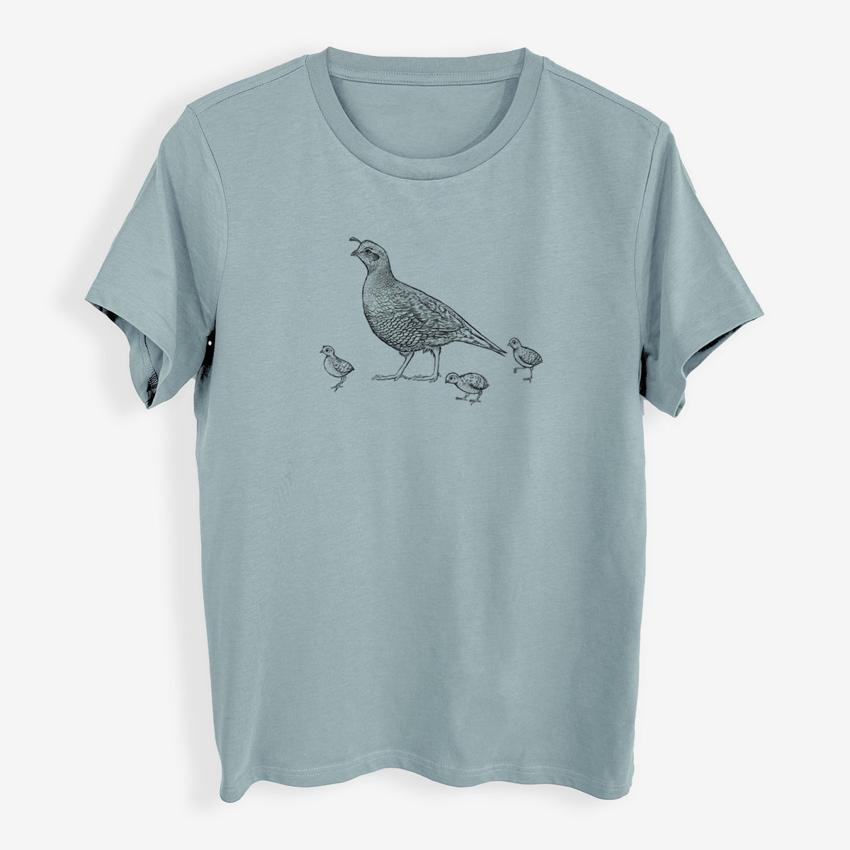 California Quail with Babies - Callipepla californica - Womens Everyday Maple Tee