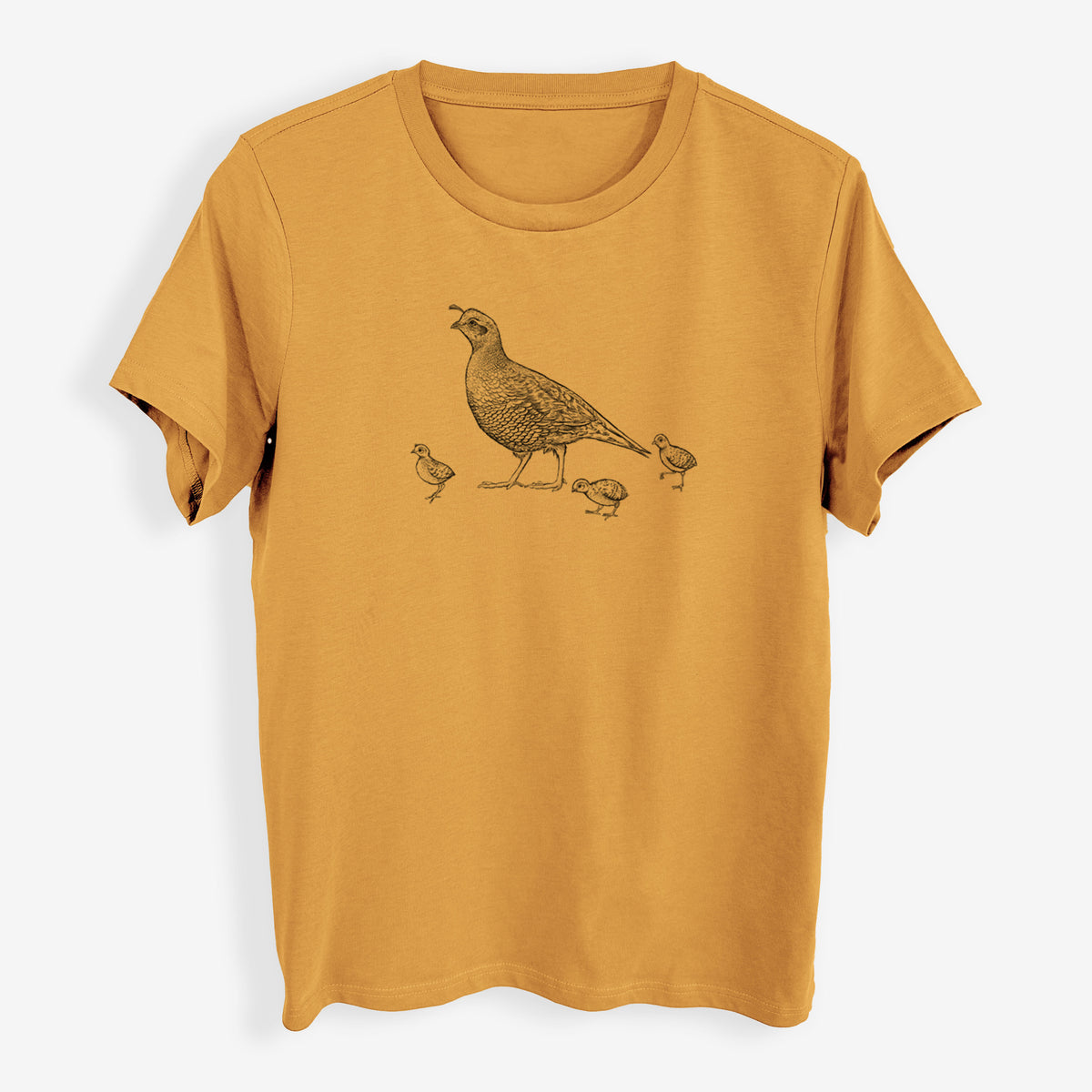 California Quail with Babies - Callipepla californica - Womens Everyday Maple Tee