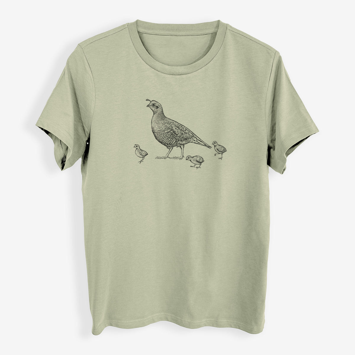 California Quail with Babies - Callipepla californica - Womens Everyday Maple Tee