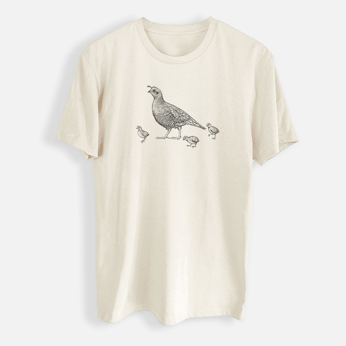 California Quail with Babies - Callipepla californica - Mens Everyday Staple Tee