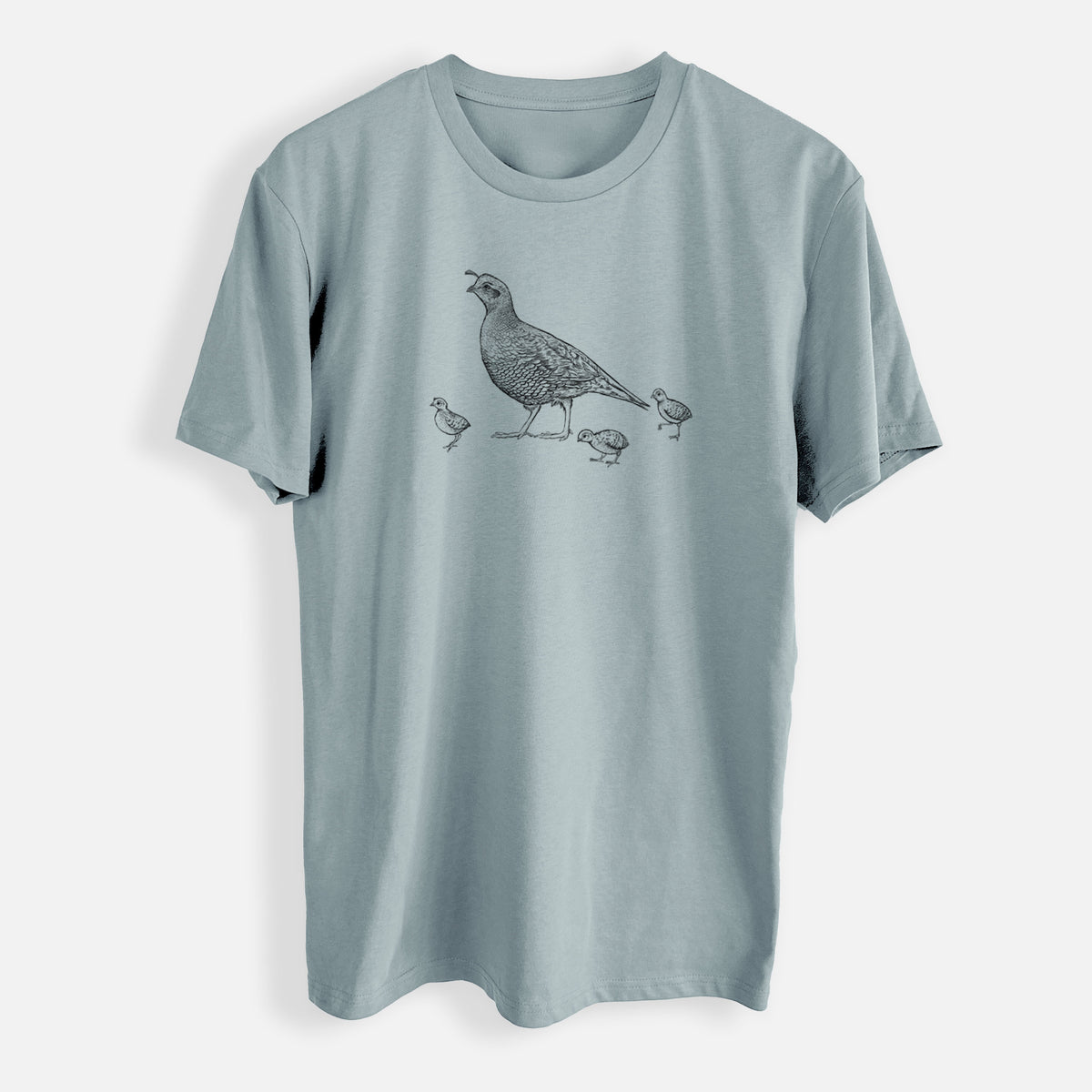 California Quail with Babies - Callipepla californica - Mens Everyday Staple Tee