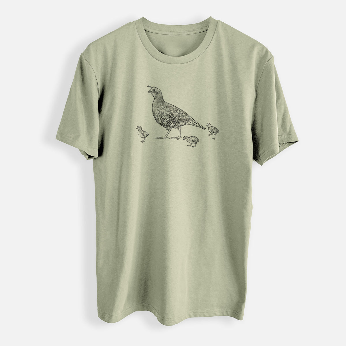 California Quail with Babies - Callipepla californica - Mens Everyday Staple Tee