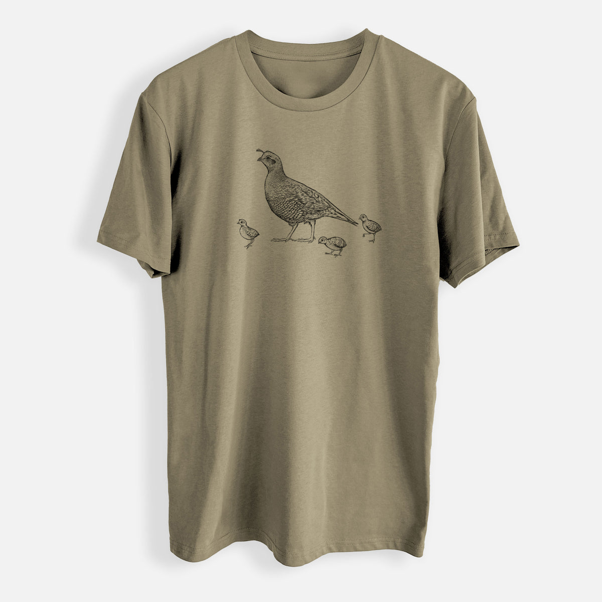 California Quail with Babies - Callipepla californica - Mens Everyday Staple Tee