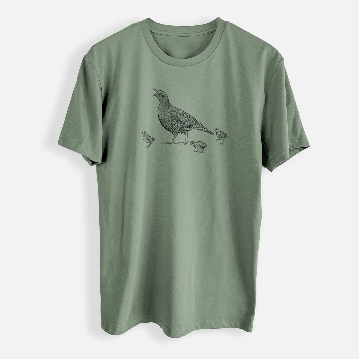 California Quail with Babies - Callipepla californica - Mens Everyday Staple Tee