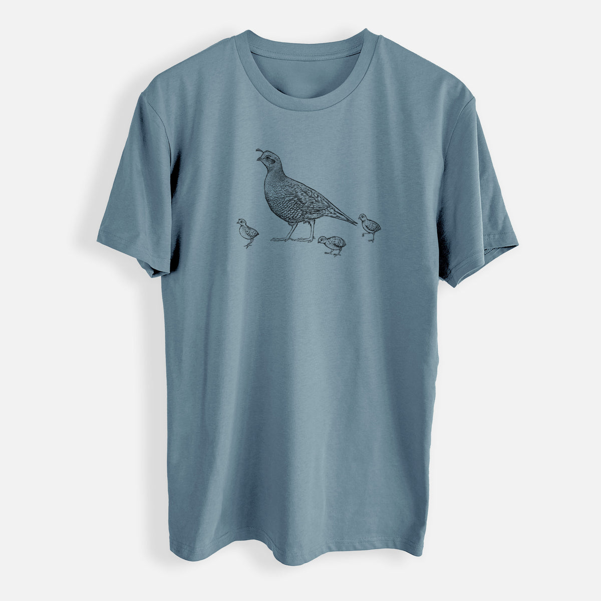 California Quail with Babies - Callipepla californica - Mens Everyday Staple Tee