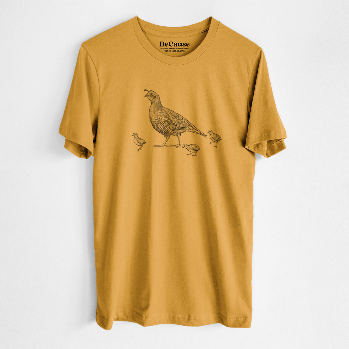 California Quail with Babies - Callipepla californica - Lightweight 100% Cotton Unisex Crewneck