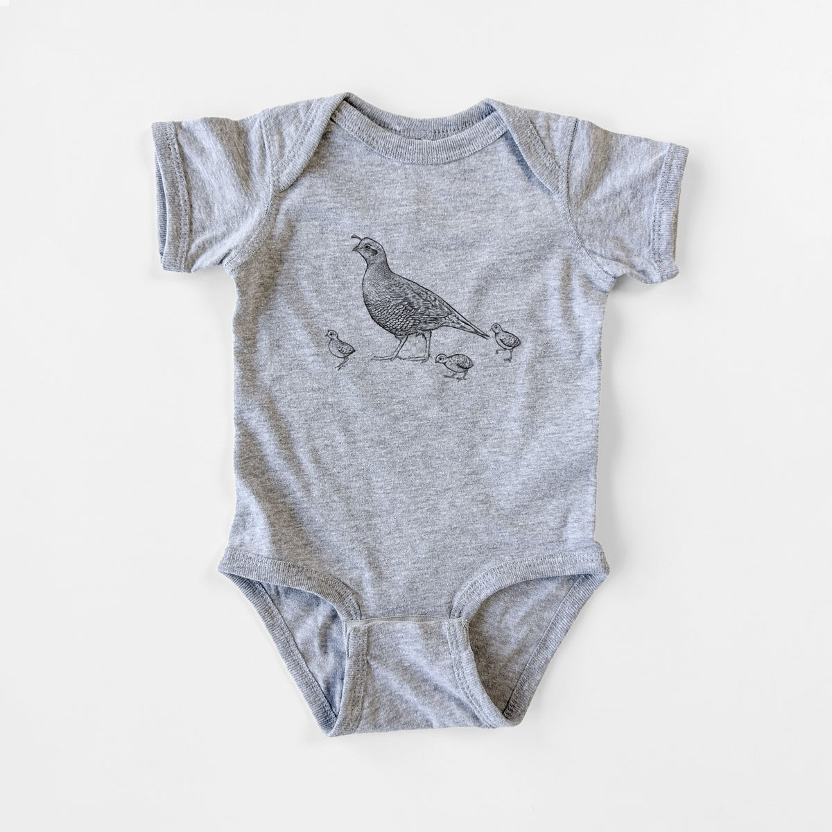 California Quail with Babies - Callipepla californica - Baby Fine Jersey Bodysuit
