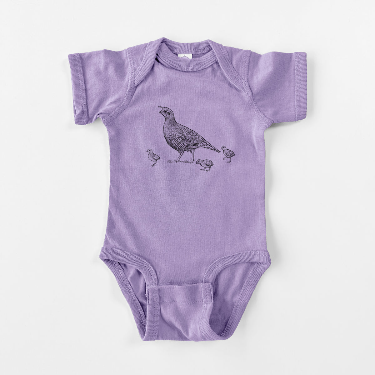 California Quail with Babies - Callipepla californica - Baby Fine Jersey Bodysuit
