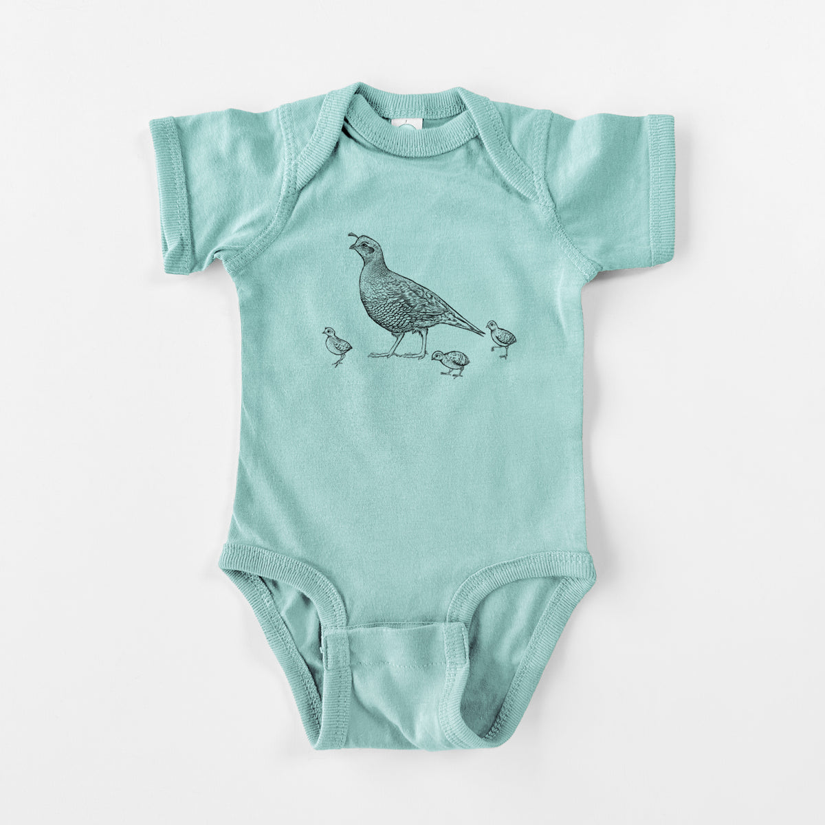 California Quail with Babies - Callipepla californica - Baby Fine Jersey Bodysuit