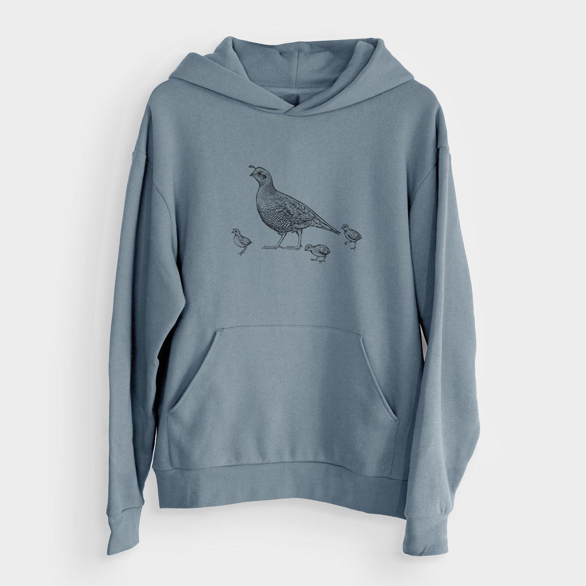 California Quail with Babies - Callipepla californica  - Bodega Midweight Hoodie