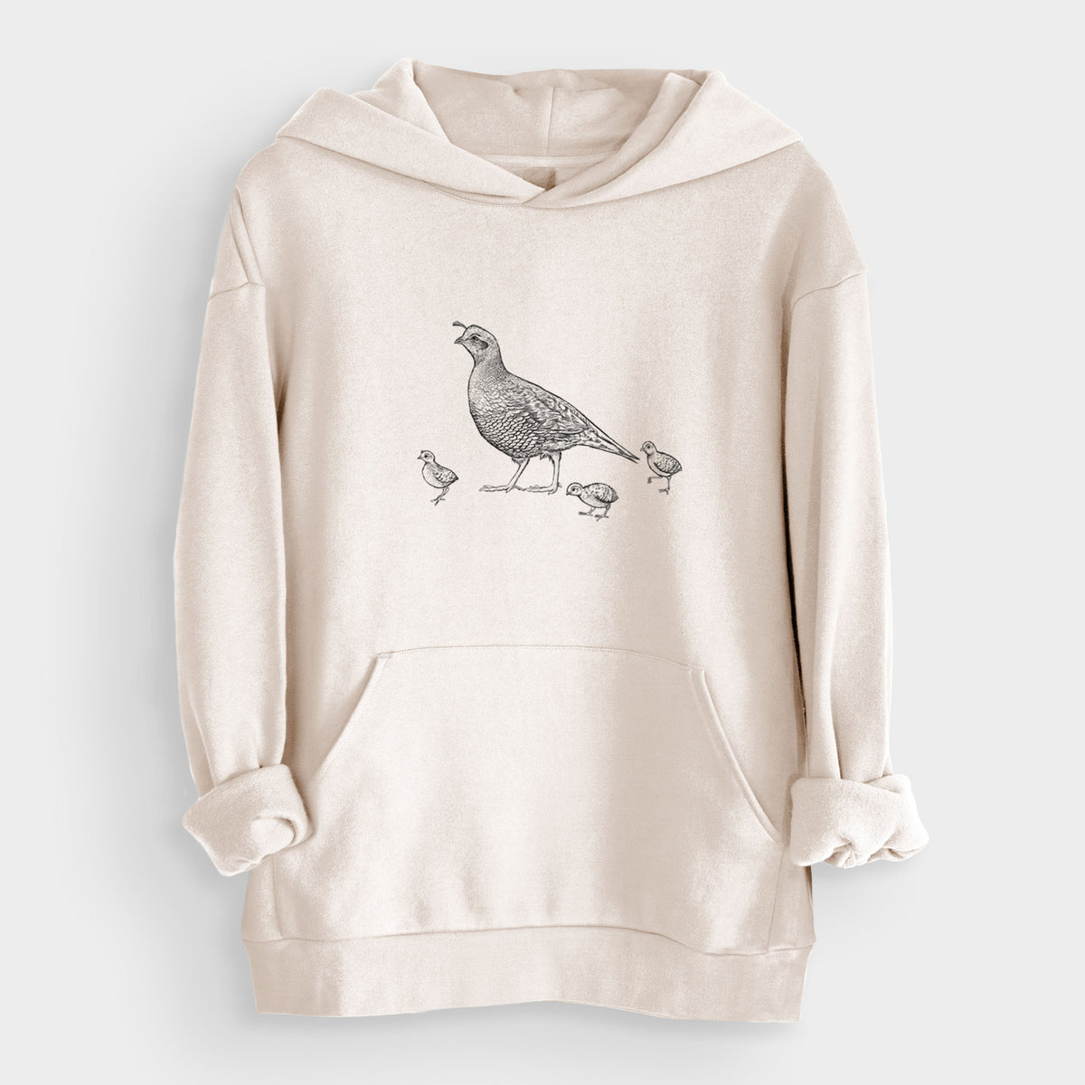 California Quail with Babies - Callipepla californica  - Bodega Midweight Hoodie