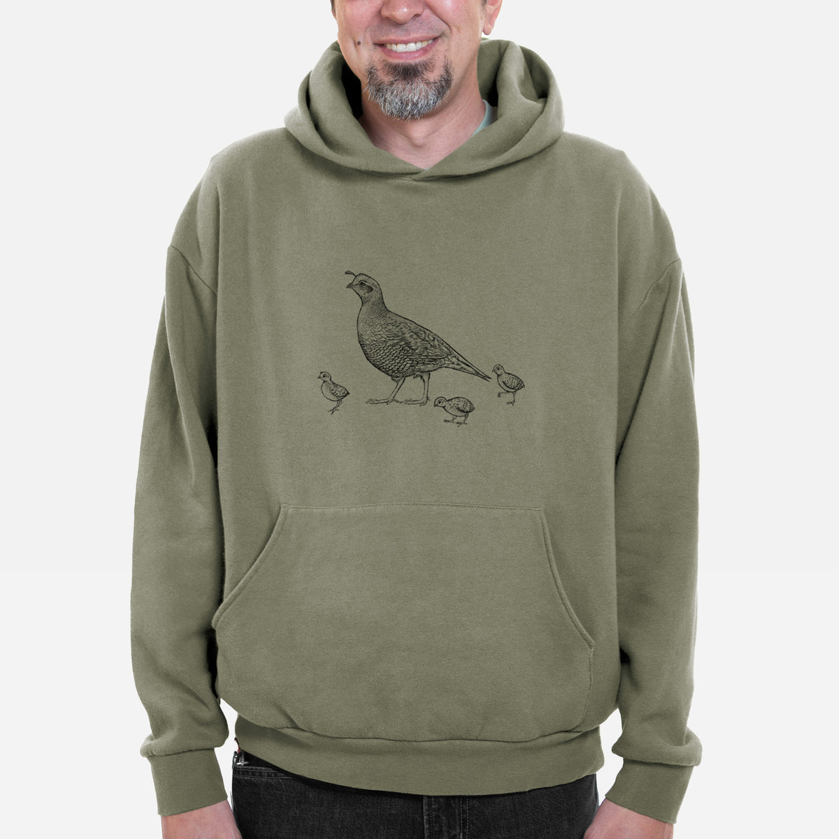 California Quail with Babies - Callipepla californica  - Bodega Midweight Hoodie