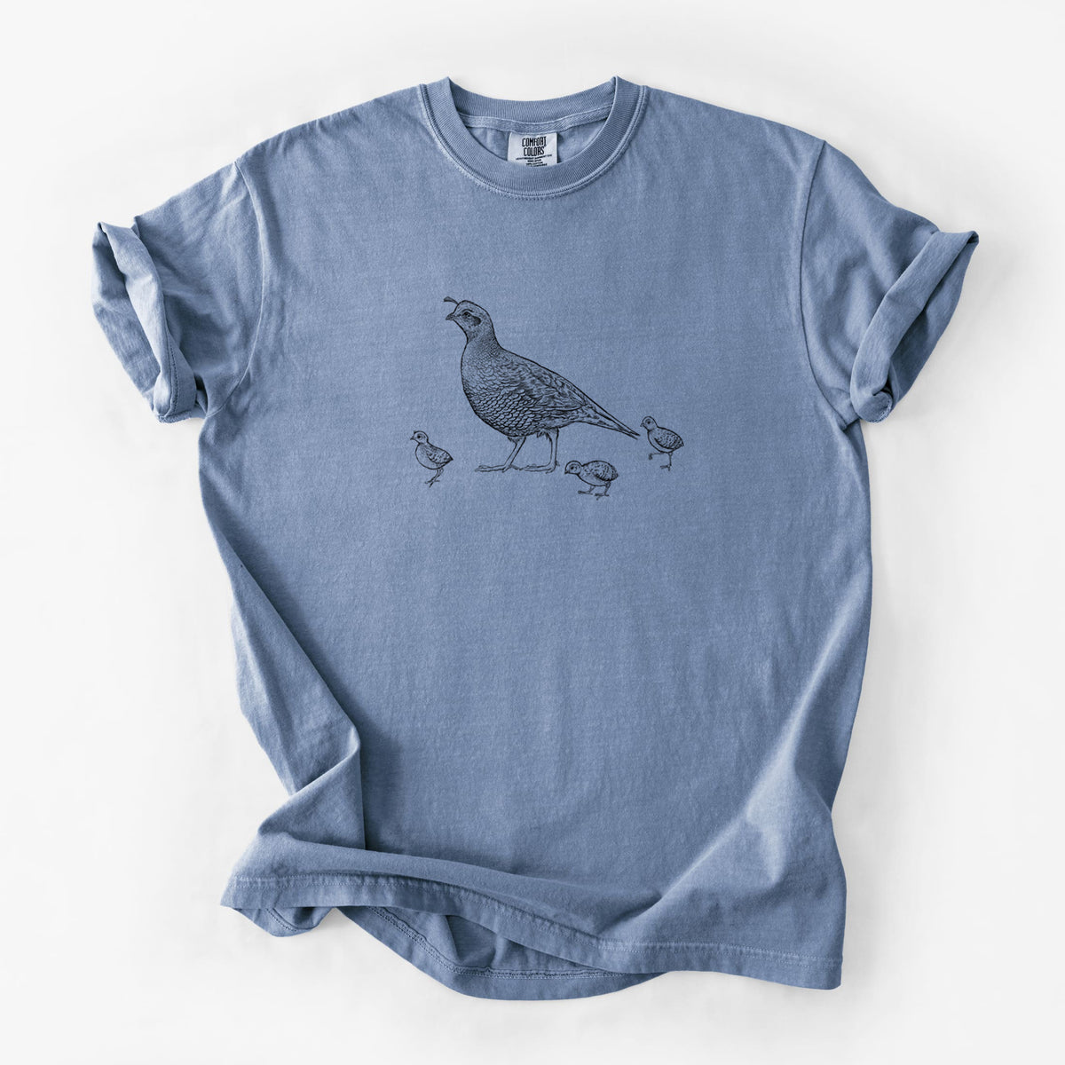 California Quail with Babies - Callipepla californica - Unisex Comfort Colors Garment-Dyed Heavyweight T-shirt