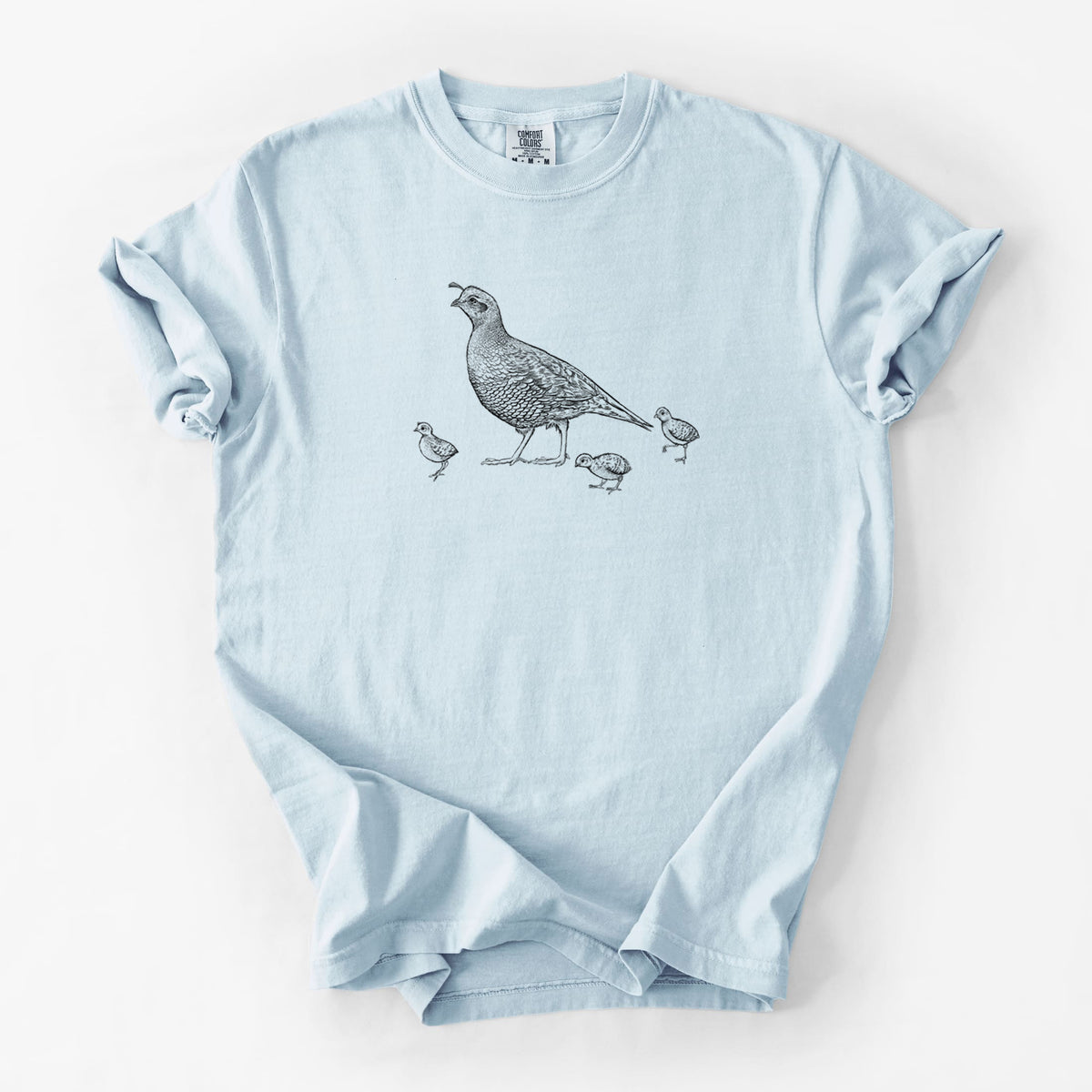 California Quail with Babies - Callipepla californica - Unisex Comfort Colors Garment-Dyed Heavyweight T-shirt