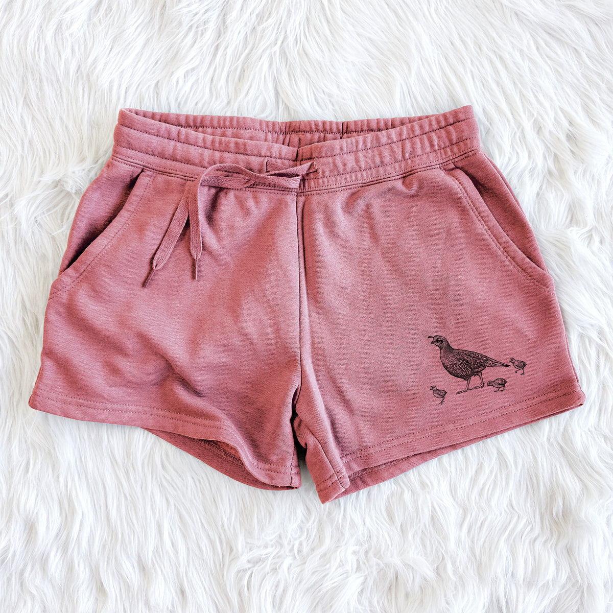 California Quail with Babies - Callipepla californica - Women&#39;s Cali Wave Shorts