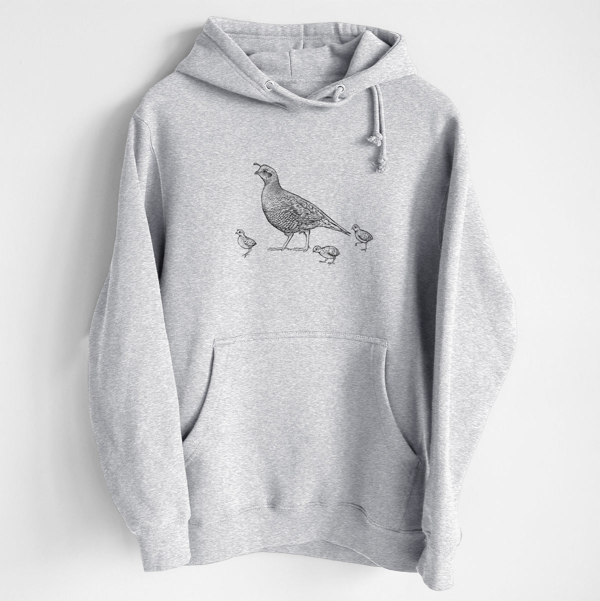 California Quail with Babies - Callipepla californica - Heavyweight Fleece Hoodie