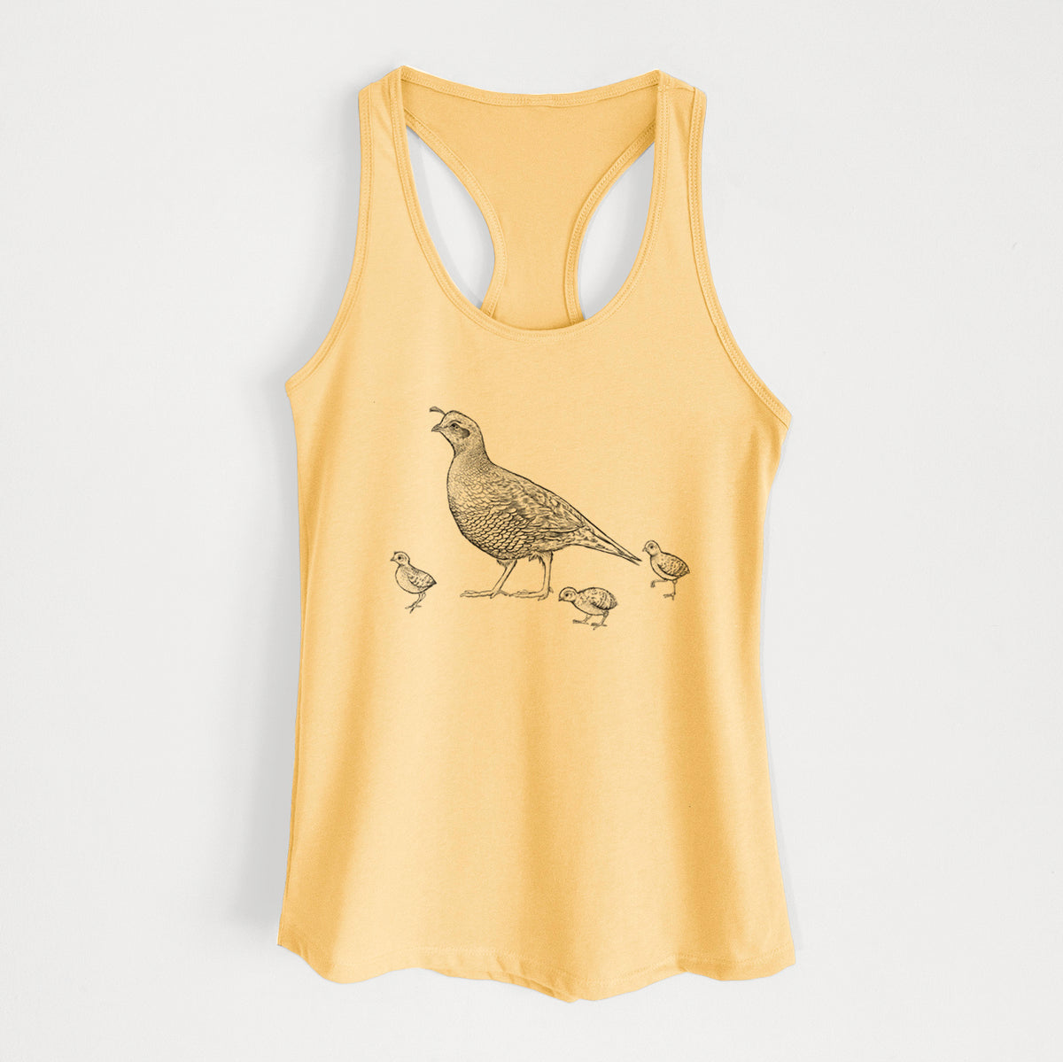 California Quail with Babies - Callipepla californica - Women&#39;s Racerback Tanktop