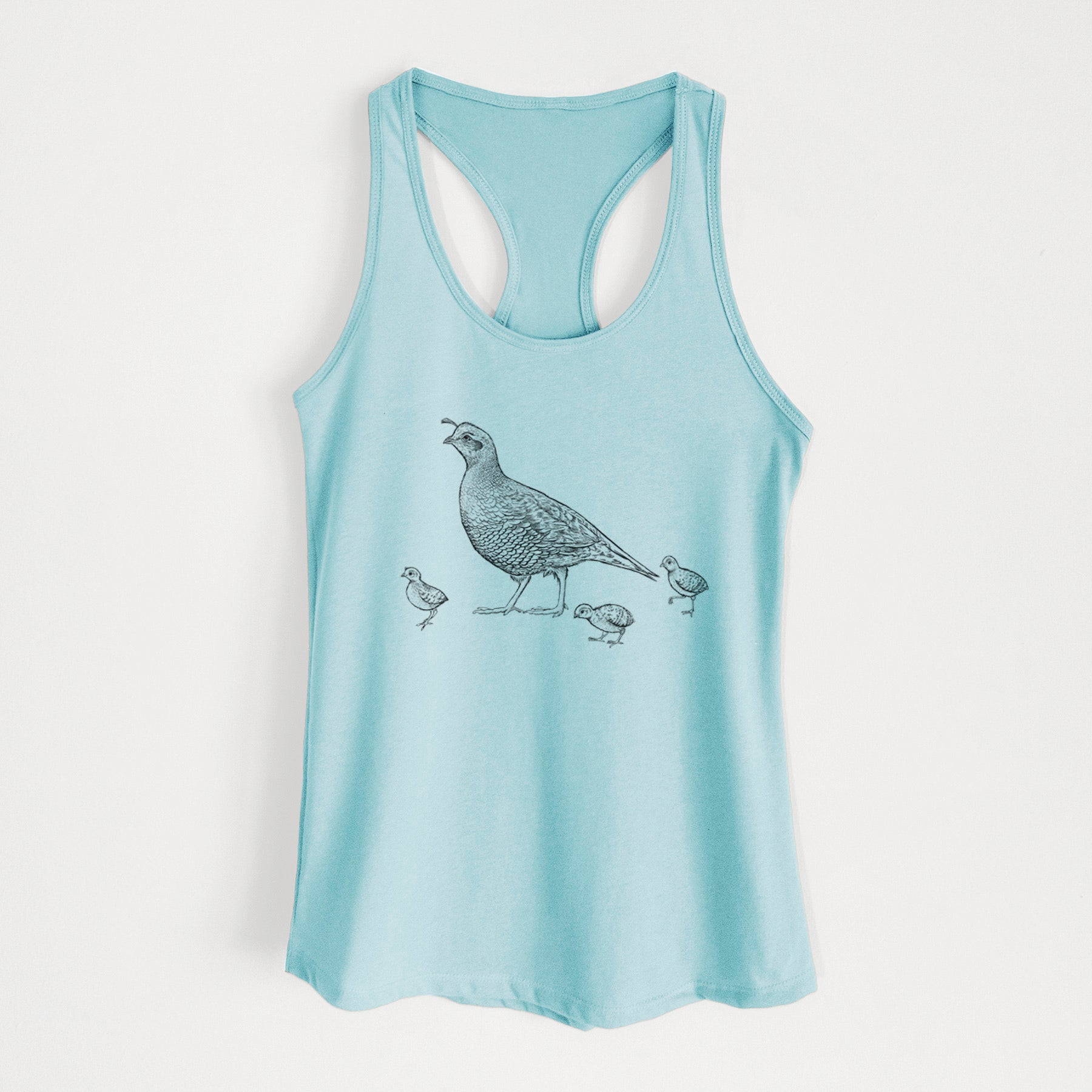 California Quail with Babies - Callipepla californica - Women's Racerback Tanktop