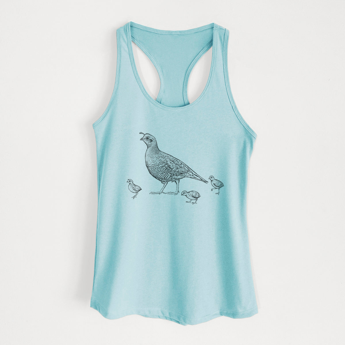 California Quail with Babies - Callipepla californica - Women&#39;s Racerback Tanktop