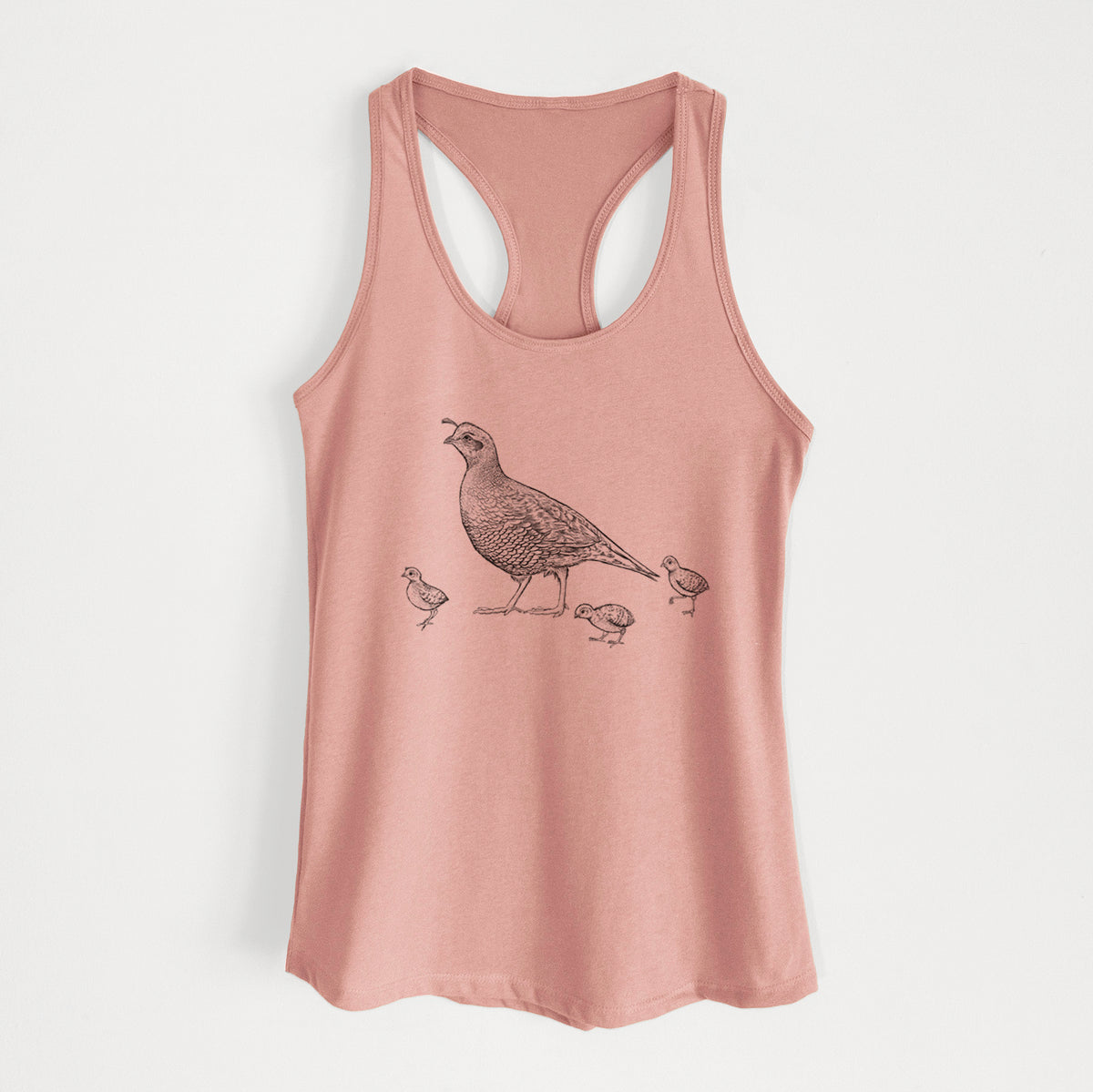 California Quail with Babies - Callipepla californica - Women&#39;s Racerback Tanktop