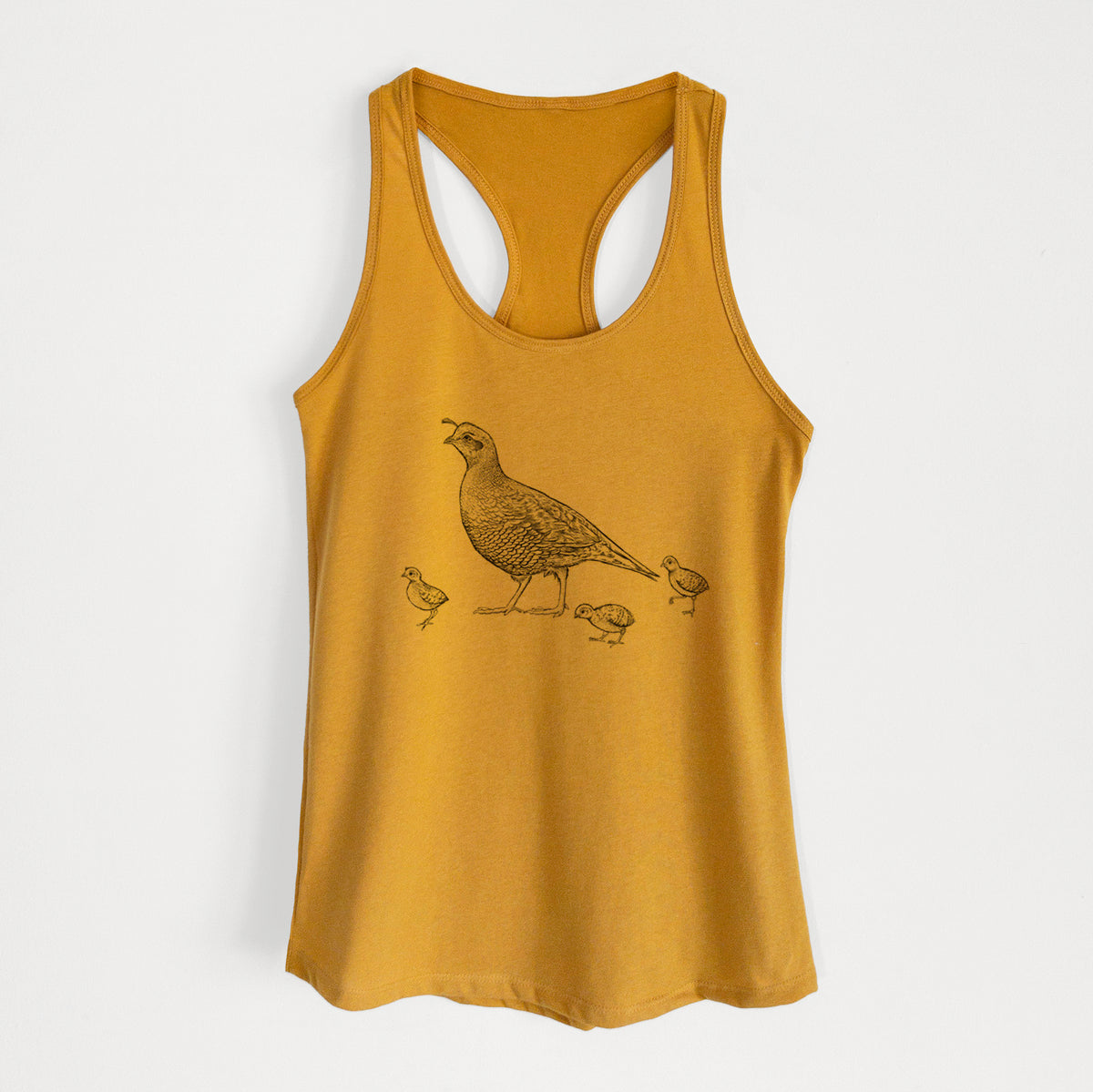 California Quail with Babies - Callipepla californica - Women&#39;s Racerback Tanktop