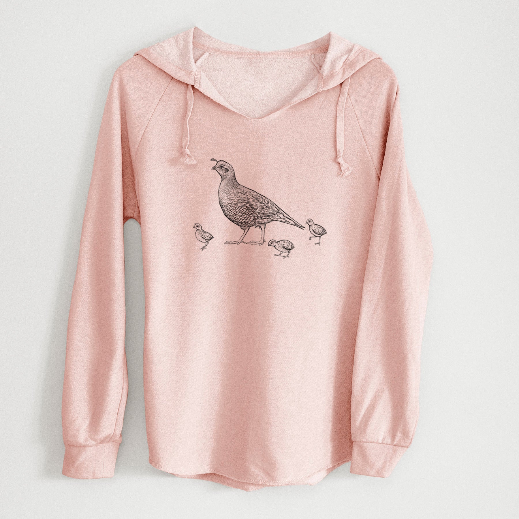 California Quail with Babies - Callipepla californica - Cali Wave Hooded Sweatshirt
