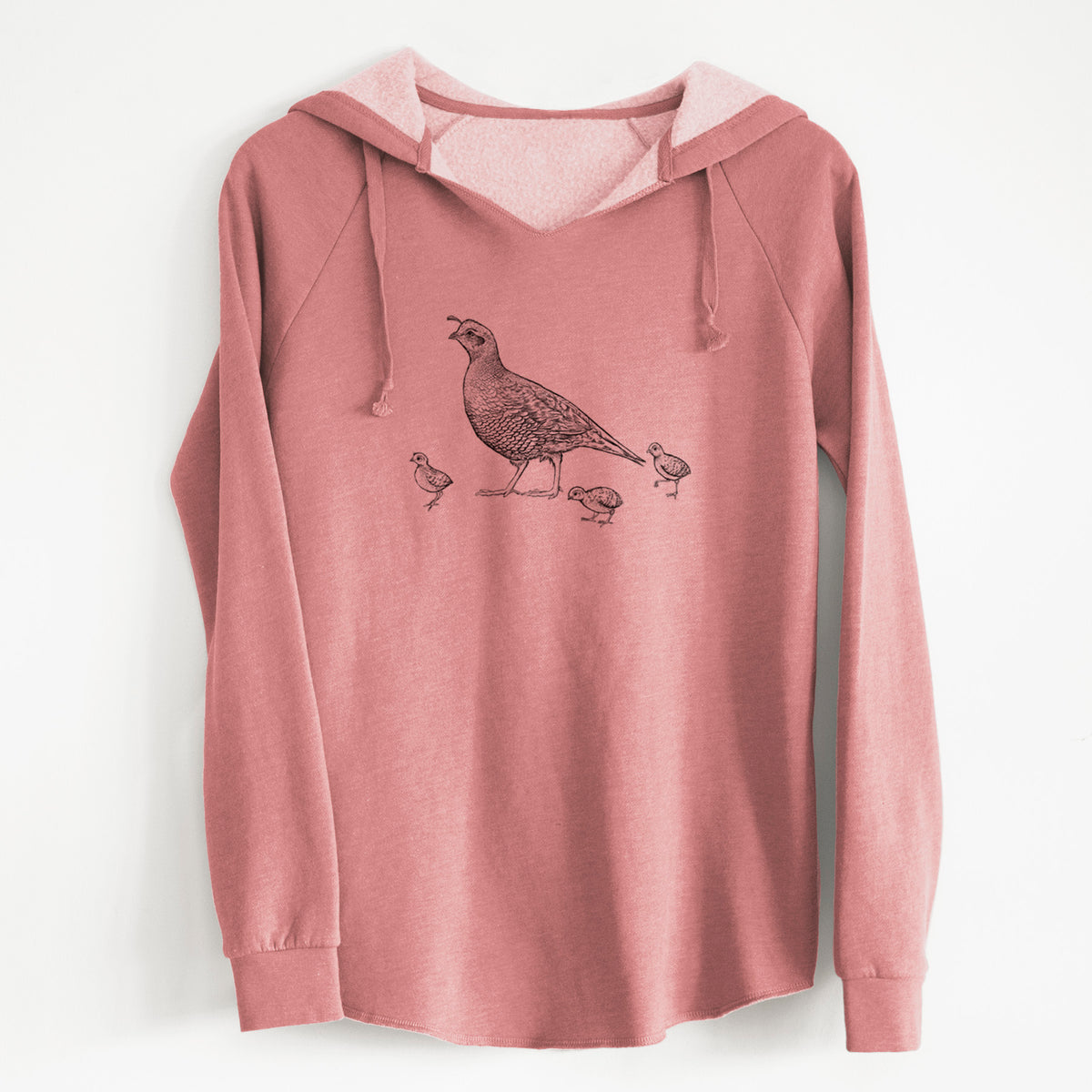 California Quail with Babies - Callipepla californica - Cali Wave Hooded Sweatshirt