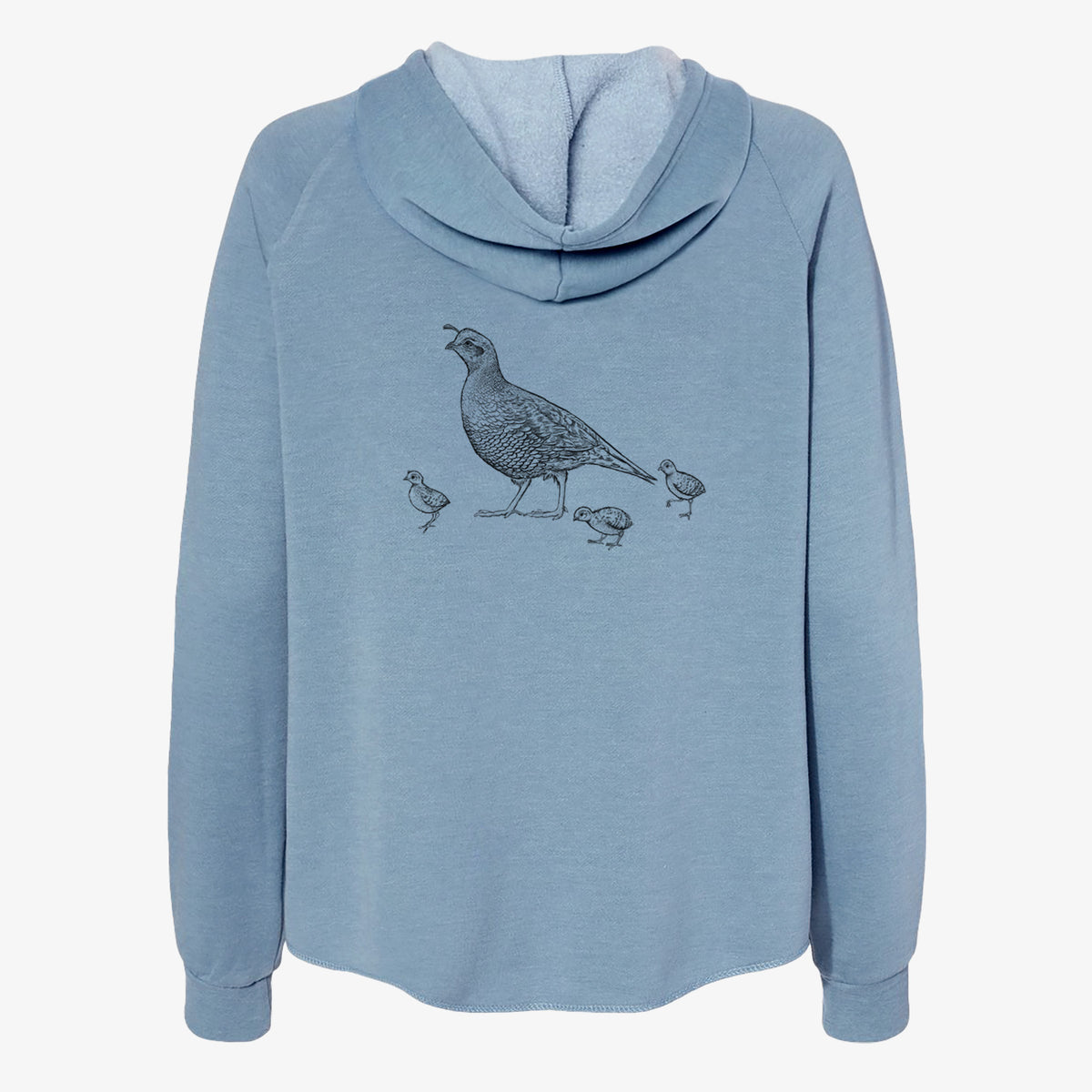 California Quail with Babies - Callipepla californica - Women&#39;s Cali Wave Zip-Up Sweatshirt