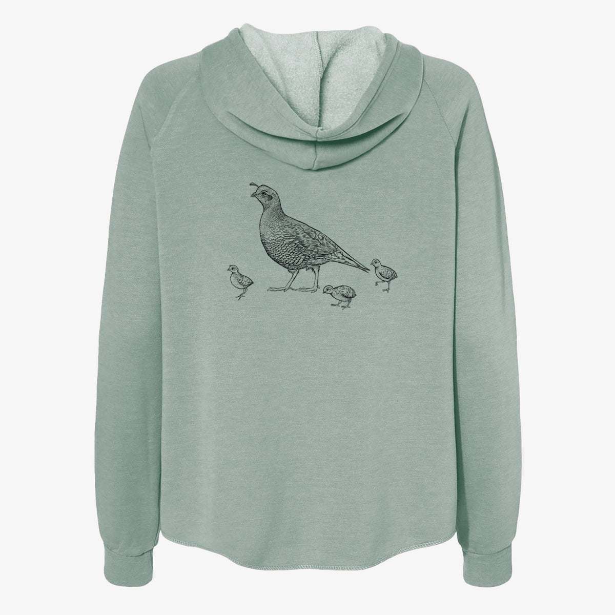 California Quail with Babies - Callipepla californica - Women&#39;s Cali Wave Zip-Up Sweatshirt