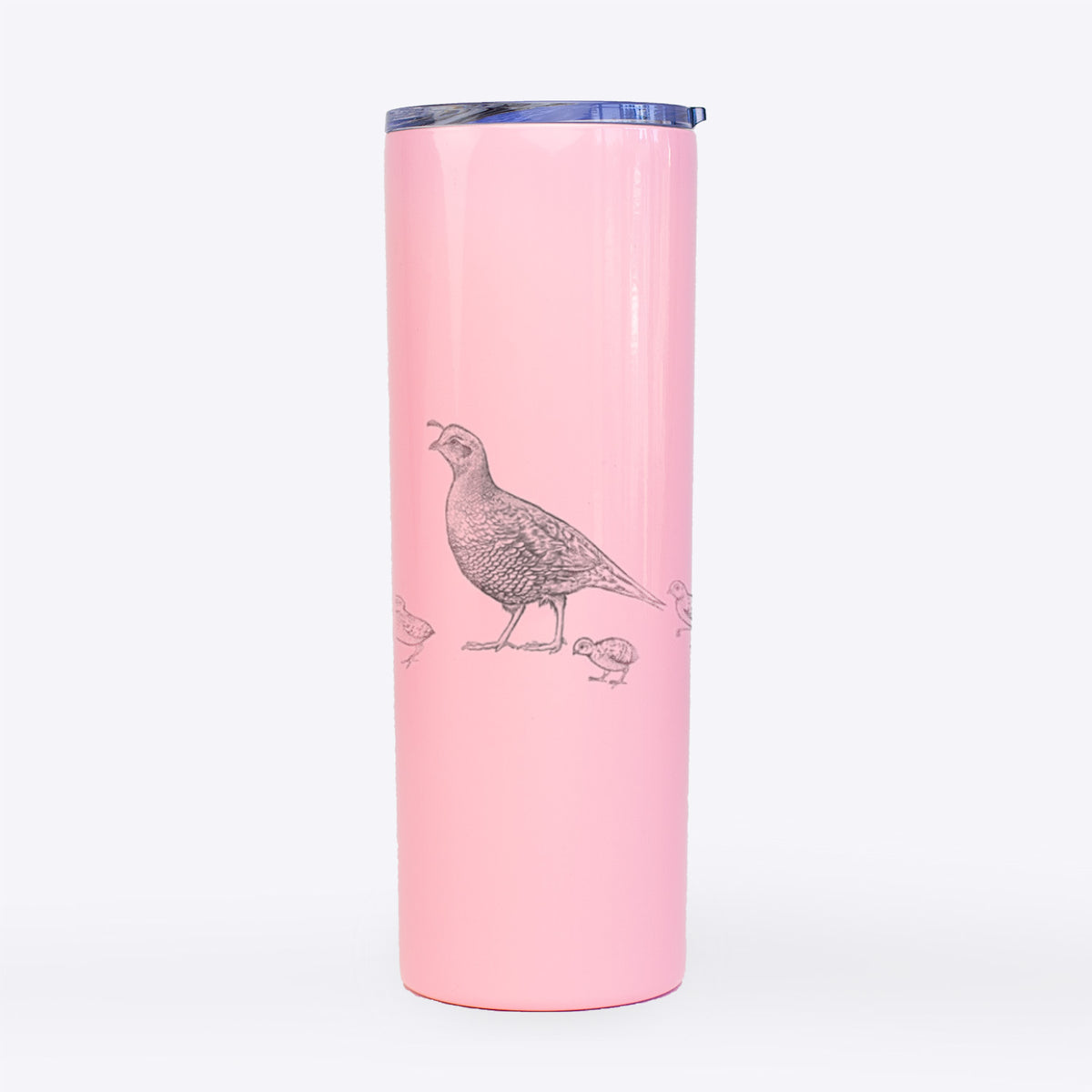 California Quail with Babies - Callipepla californica - 20oz Skinny Tumbler